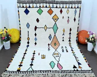 Handmade Colorful Moroccan Rug: Berber Style Wool Area Rug