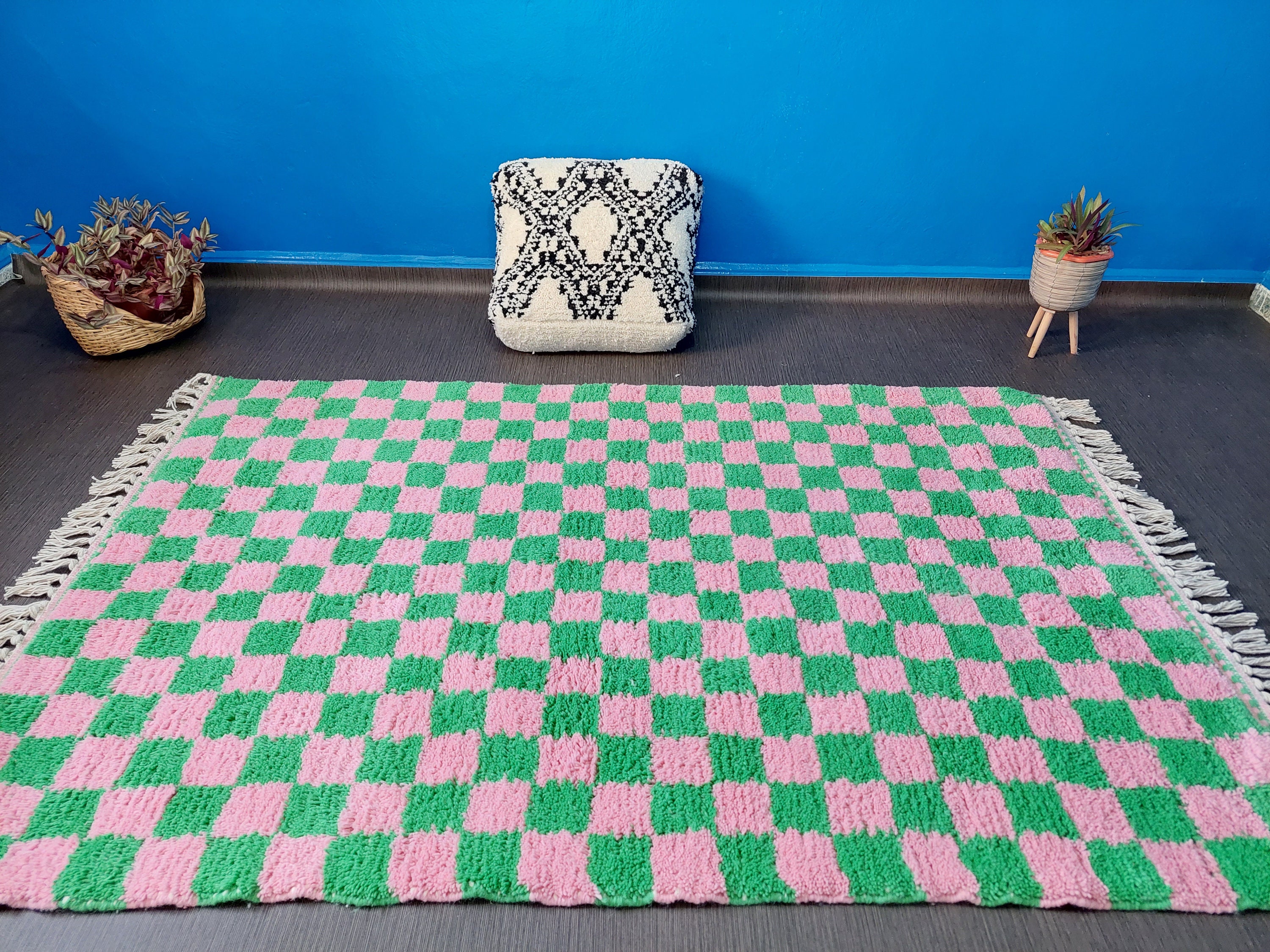 Moroccan Handmade Berber Checkred Carpet Lovely Checkred Rug Handmade Hallway Teppich Area Wool Shaggy Carpet Checkerboard Runner