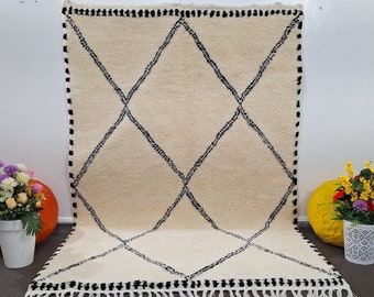 Luxury Beni Ourain Rug: Handmade Moroccan Wool Tribal Rug