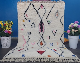 Multicolor Beni Ourain Rug: Soft Handmade Moroccan Tribal Rug