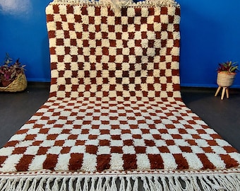 Checkered Moroccan Rug,Beni Ourain rug, Moroccan Rug, Custom Checkered rug, Checkered runner rug, Wool Rug, Brown Checkered Rug,Custom rug
