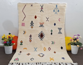 Handmade Beni Ourain Wool Rug: Luxury Moroccan Tribal Design