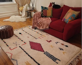 Colorful Moroccan Rug , Soft Beni Ourain Rug ,  Checkered Rug , Custom Beni Ourain rug , Style Moroccan  Rug , Custom rug