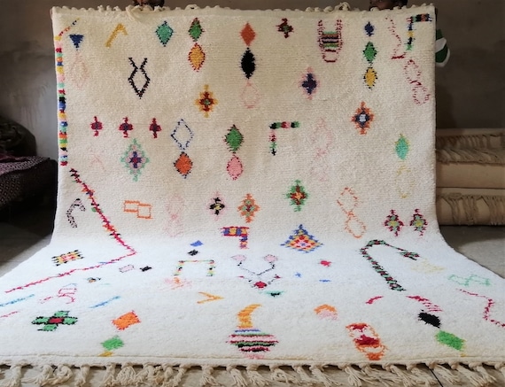 Large Moroccan Rug , Beni Ourain Colorful Rug ,  Checkered Rug , Custom Beni Ourain rug , Style Moroccan  Rug , Custom rug