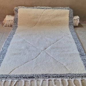 Handmade Moroccan Rug ,Beni Ourain rug, Luxury Moroccan Rug , Beni Ourain wool rug , Abstract Moroccan rug ,White & Black Rug ,Custom rug