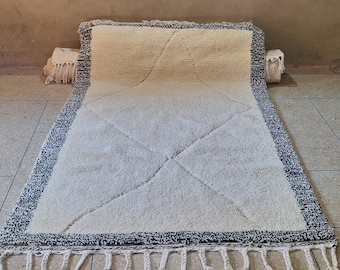 Handmade Beni Ourain Wool Rug: Abstract Moroccan Rug, Custom Options