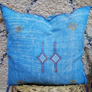 Handwoven Moroccan Cactus Silk Pillow Cover: Berber Design