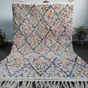 Handmade Moroccan Rug , Beni Ourain Colorful Rug, Moroccan wool Rug, Checkered Rug , Custom Beni Ourain rug, Style Moroccan  Rug, Custom rug