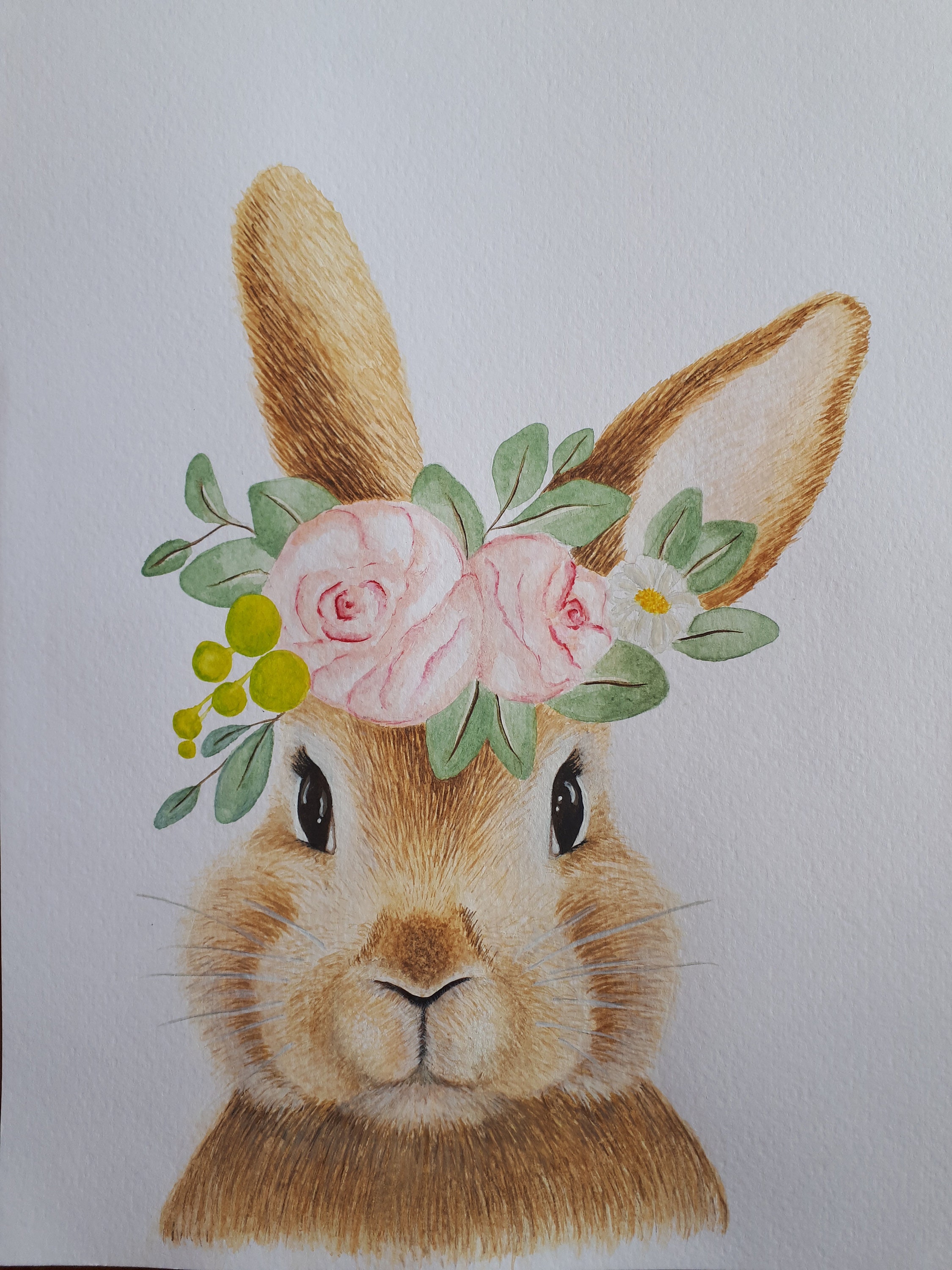 Bunny rabbit nursery print hand painted watercolour. Various Etsy