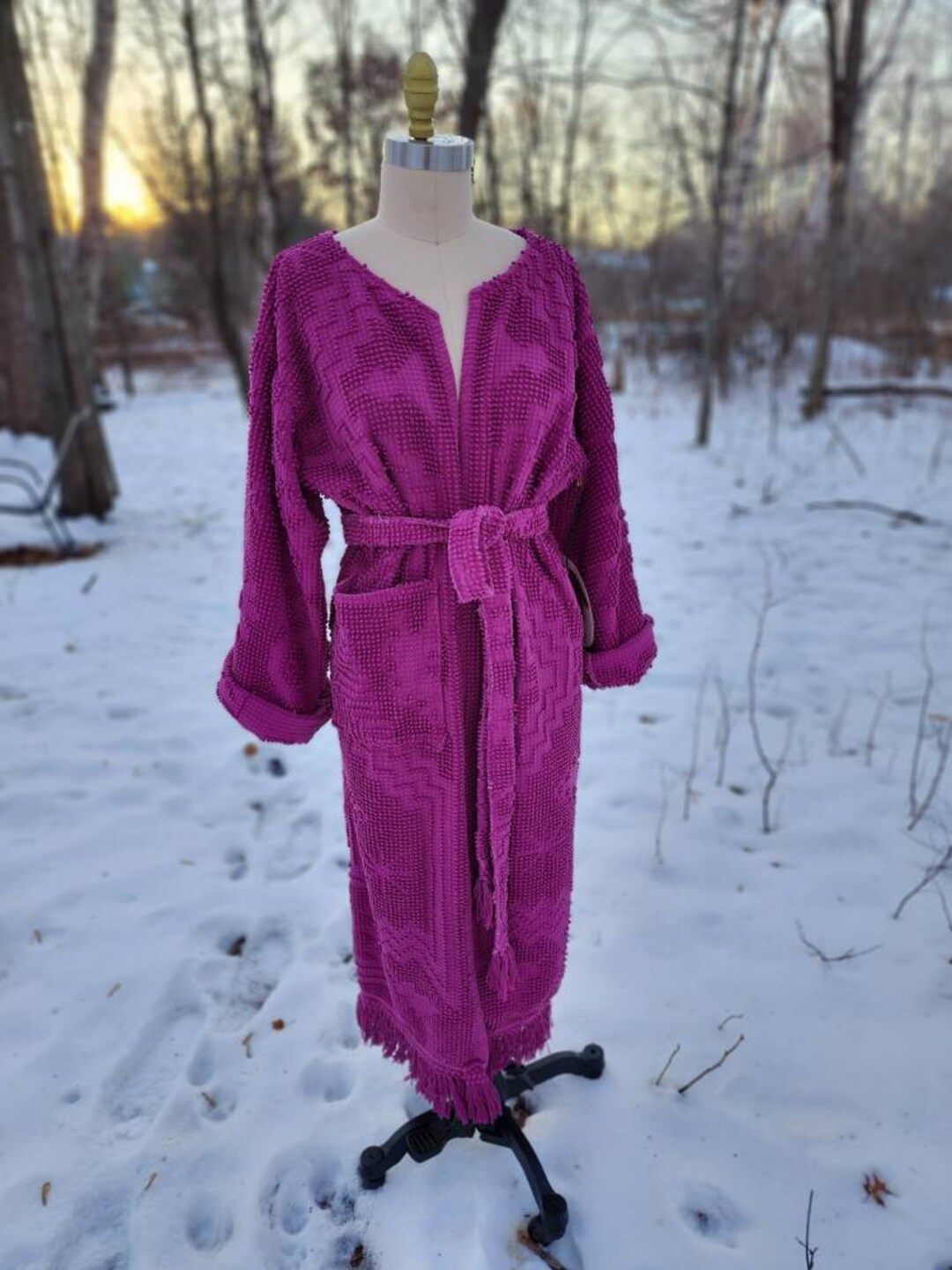 Handmade Magenta Vintage Chenille Robe Size Large Etsy
