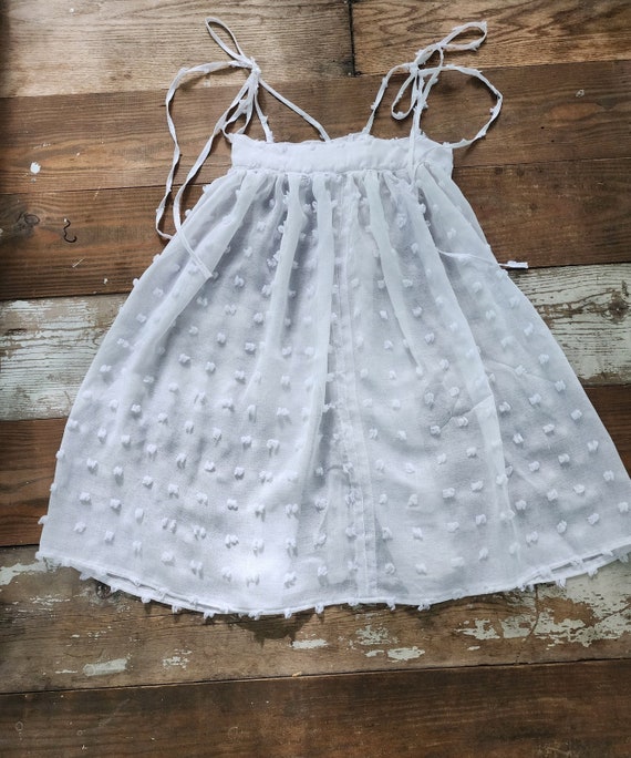 Sheer White Pom Pom Dress size Medium