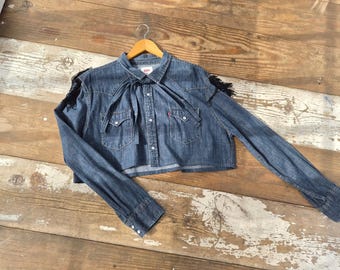 Levi's Denim Bow Shirt with Fringe size XXL