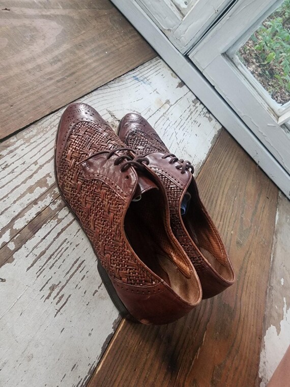 Bragana Italian leather shoes Bragano Shoes Mens Size 9 Black Brown Leather Woven Tassel  main image 4