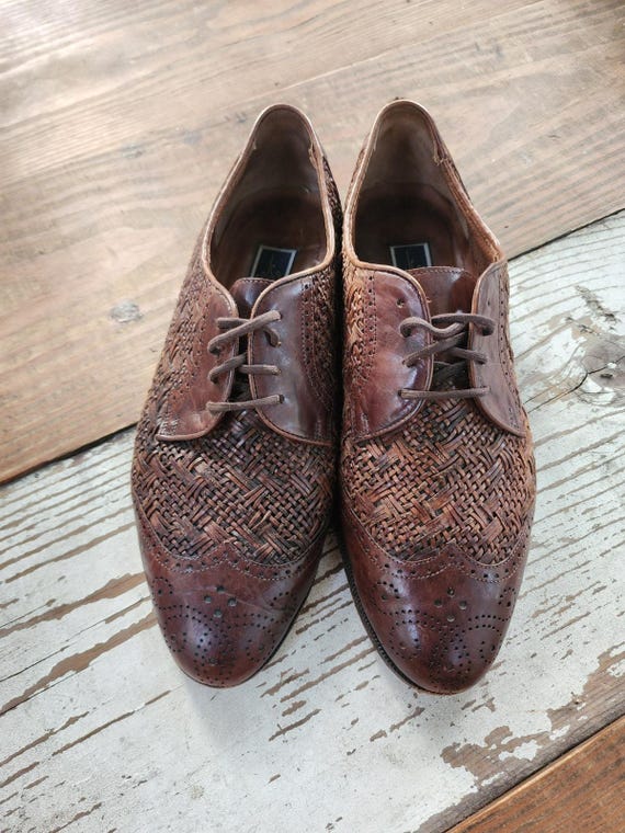 Bragana Italian leather shoes Bragano Shoes Mens Size 9 Black Brown Leather Woven Tassel  main image 3