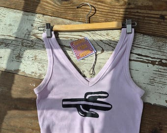 Pink Cropped Cactus Tank Top size Medium