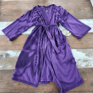 Purple Chenille Robe #2 Moon Gold Goods Handmade Vintage Upcycled XXL XXXL