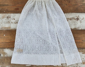 White Lace Midi Skirt with Slit size Large