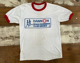 True Vintage 80s Dannon Ringer Shirt Road Runners Club Series Minneapolis 15k