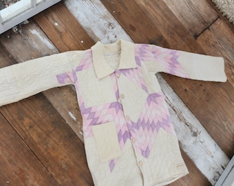 White Pink and Purple Quilt Coat Size M/L