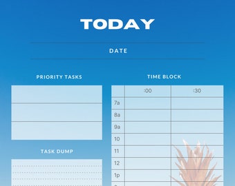 Time Blocking or Boxing to Organize your Day, Printable, Time Block Planner, Task Manager, Remote Work, Daily Time Block, Organization hack