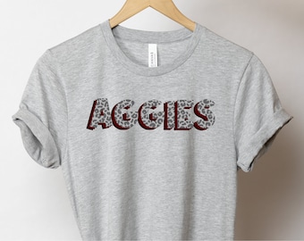 Texas A&M Aggies Shirt, Maroon Cheetah Print, Game Day Tee