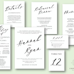 Minimalist Wedding Invitation Set - Complete Package - Instant Download Template