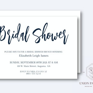 Bridal Shower Invitation - Classic Brushed Script - Digital Download, Instant Delivery!
