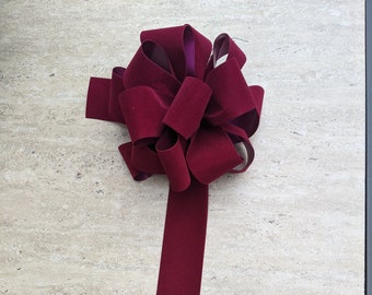 Burgundy  Velvet outdoor  10" wreath bow, Valentine's Day bow,