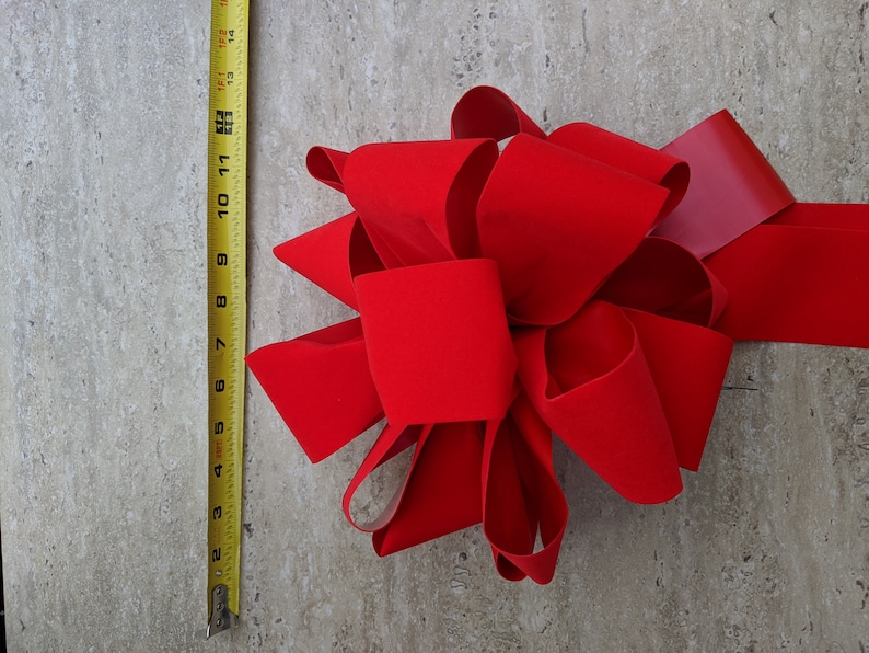 Two wreath bow , red, burgundy , or holiday red , christmas bows , red velvet outdoor 10" wreath bows, lantern bows Bild 5