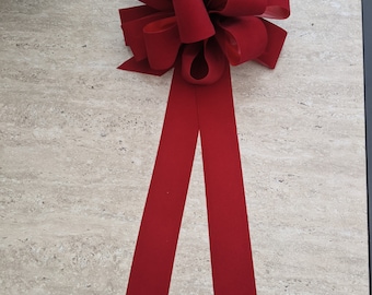 Wreath bow,  Holiday Red velvet  outdoor wreath bow, 12" bow,Valentine's Day bow with streamers