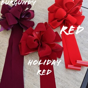 Two wreath bow , red, burgundy , or holiday red , christmas bows , red velvet outdoor 10" wreath bows, lantern bows Bild 1