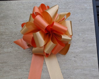 Fall  bow, Fall cornstalk bow, fall outdoor bow, orange and gold bow, fall lanther bow,  Thanksgiving bow 12", 12 inch outdoor fall bow