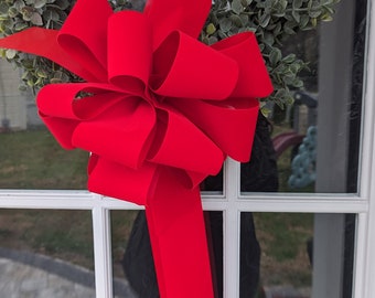 Red wreath bow  , christmas bow ,  red  velvet outdoor  10" wreath bow, lantern bow , Valentine's day bow, Christmas ,holiday outdoor bow
