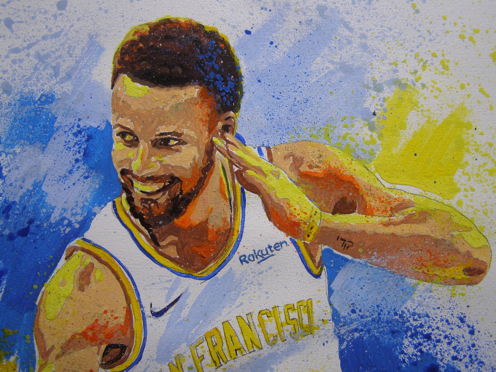 Stephen Curry original acrylic painting on canvas Golden Etsy