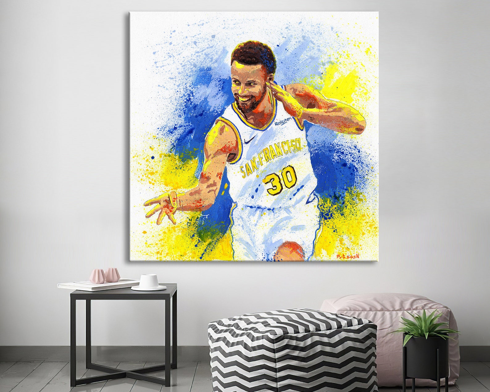 Stephen Curry acrylic painting print poster canvas Golden Etsy