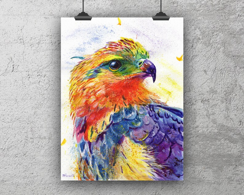 colorful animal wall art illustration poster contemporary art nature bird canvas Eagle watercolor painting print
