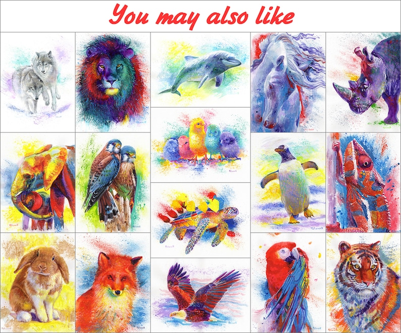 colorful animal wall art illustration poster contemporary art nature bird canvas Eagle watercolor painting print