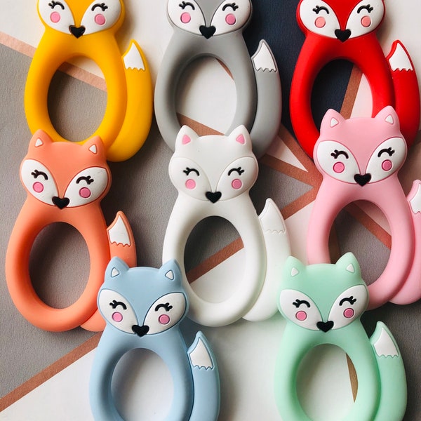 Baby teether silicone teether fox baby toy colours UK STOCK SALE