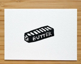 Butter Mini Linocut Print - 2.5"x3.5" print