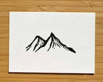Mountain Peak Mini Linocut Print - 2.5"x3.5" print