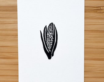 Corn Mini Linocut Print - 2.5"x3.5" print