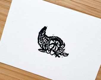 Cornucopia Mini Linocut Print - 2.5"x3.5" print