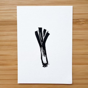 Leek Mini Linocut Print - 2.5&quot;x3.5&quot; print