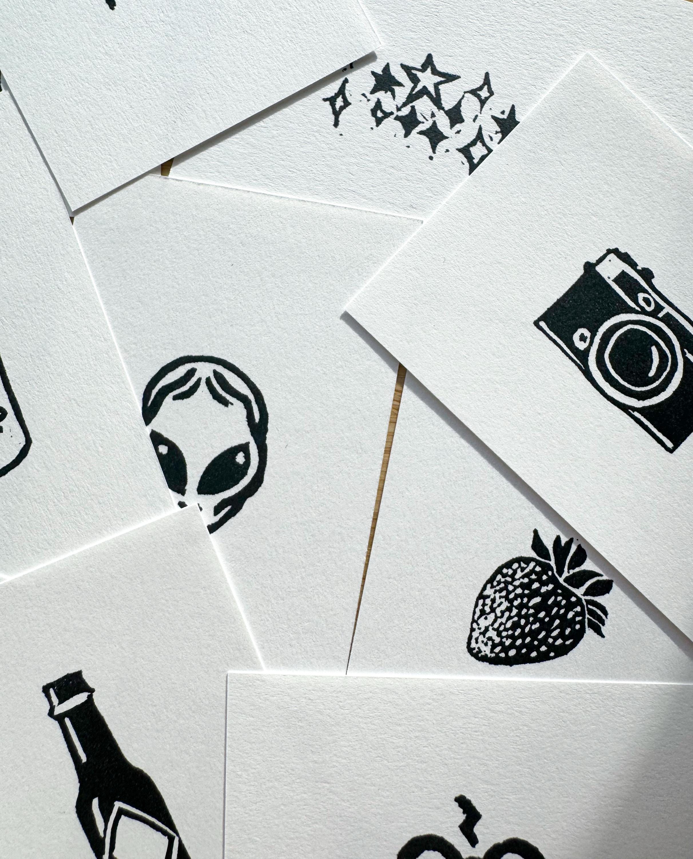 Strawberry Mini Linocut Print - 2.5"x3.5" Print - Etsy