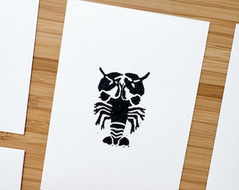 Lobster Mini Linocut Print - 2.5"x3.5" print