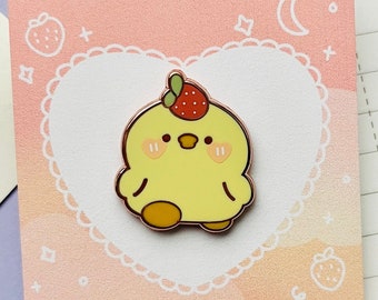 Strawberry Duck Enamel Pin | Kawaii enamel pin | Cute enamel pin | Aesthetic enamel pin | Duck enamel pin | Strawberry enamel pin