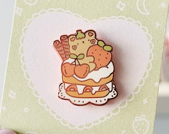 Cute Cake Bear Hard Enamel Pin | Kawaii enamel pin | Cute enamel pin | Aesthetic enamel pin | Bear enamel pin | Cake enamel pin