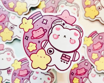 Astro Space Bear | Vinyl sticker for water bottle, laptops, notebooks, waterproof, space aesthetic