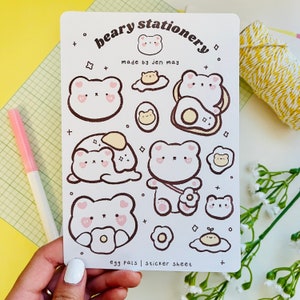 Egg Pals Sticker Sheet | For Planners, Bullet Journals, Crafts, Aesthetic, Egg stickers, Bujo, Polco, Deco, Breakfast