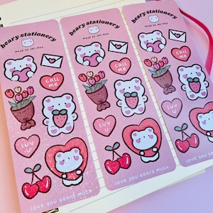 Love you Beary Much vinyl sticker sheet | Vinyl stickers, Sticker for Laptop or Journal, Holographic Sticker, valentines, hearts